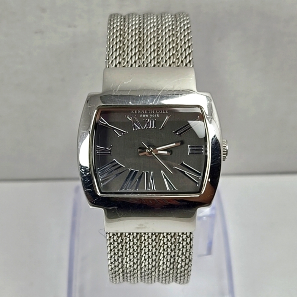 Womens Kenneth Cole New York Watch Silver Tone Stainless Mesh Band New Battery